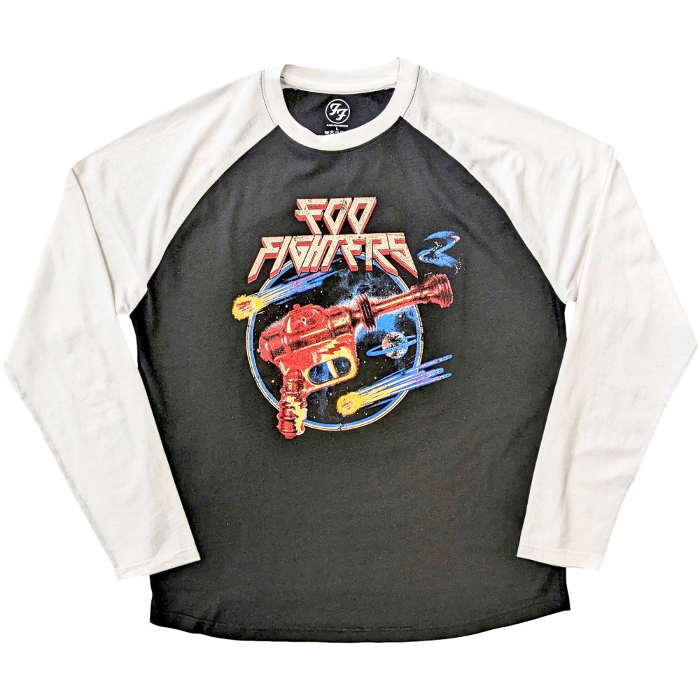 Foo Fighters - Ray Gun Raglan top - Zwart/Wit